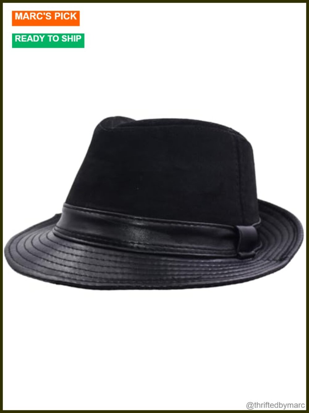 Genuine Lambskin Leather Fedora Porkpie Hat Jazz Style